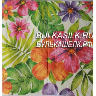 Салфетка «Тропические цветы на белом фоне» 33*33 см