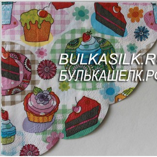 Салфетка круглая "пирожные" диам. 32 см.