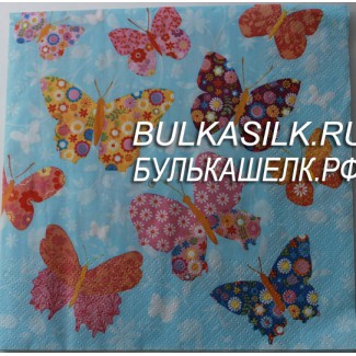 Салфетка цв. голубая с бабочками 33*33 см