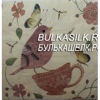 Салфетка "Птица на чашке" 33*33 см